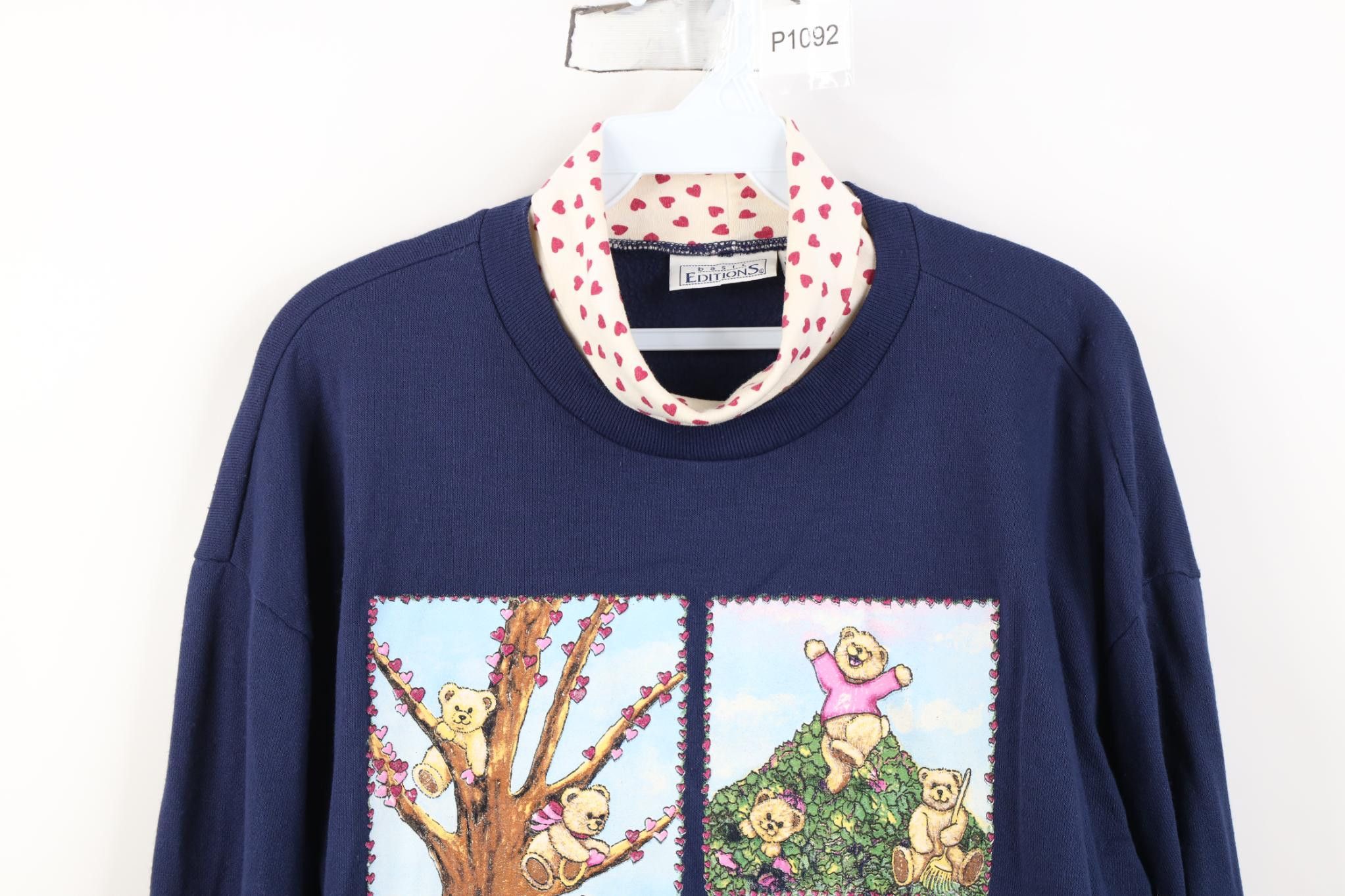 Vintage Vintage 90s Streetwear Bear Turtleneck Sweatshirt Navy Blue Size M / US 6-8 / IT 42-44 - 2 Thumbnail