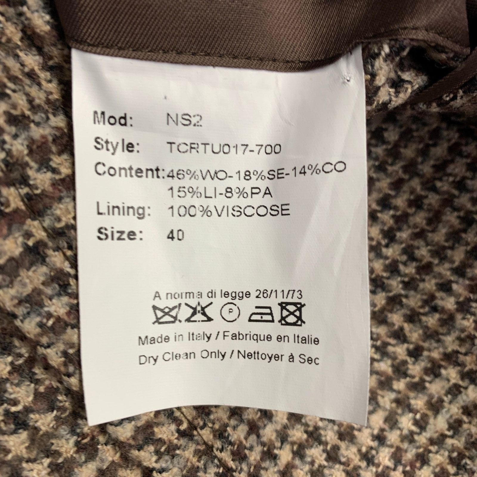 Saks Fifth Avenue SAKS FIFTH AVENUE Khaki Brown Houndstooth Wool Sport Coat Size 40R - 10 Thumbnail