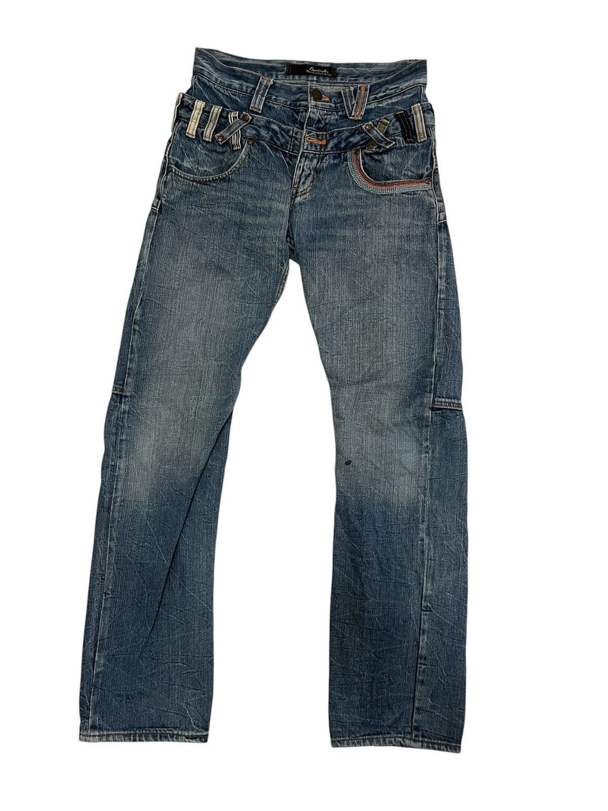 Japanese Brand DOUBLE WAIST DOMINATE HANDCRAFTED DISTRESED DENIM Size US 28 / EU 44 - 2 Thumbnail