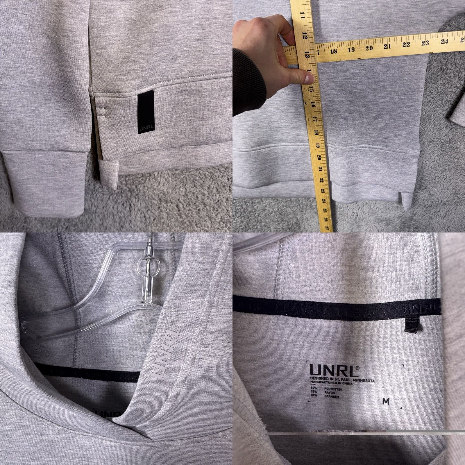 Vintage UNRL Hoodie Mens M Pullover Sweatshirt Tech Cropped Heather ETS Performance Gym Shirt Size US M / EU 48-50 / 2 - 8 Thumbnail