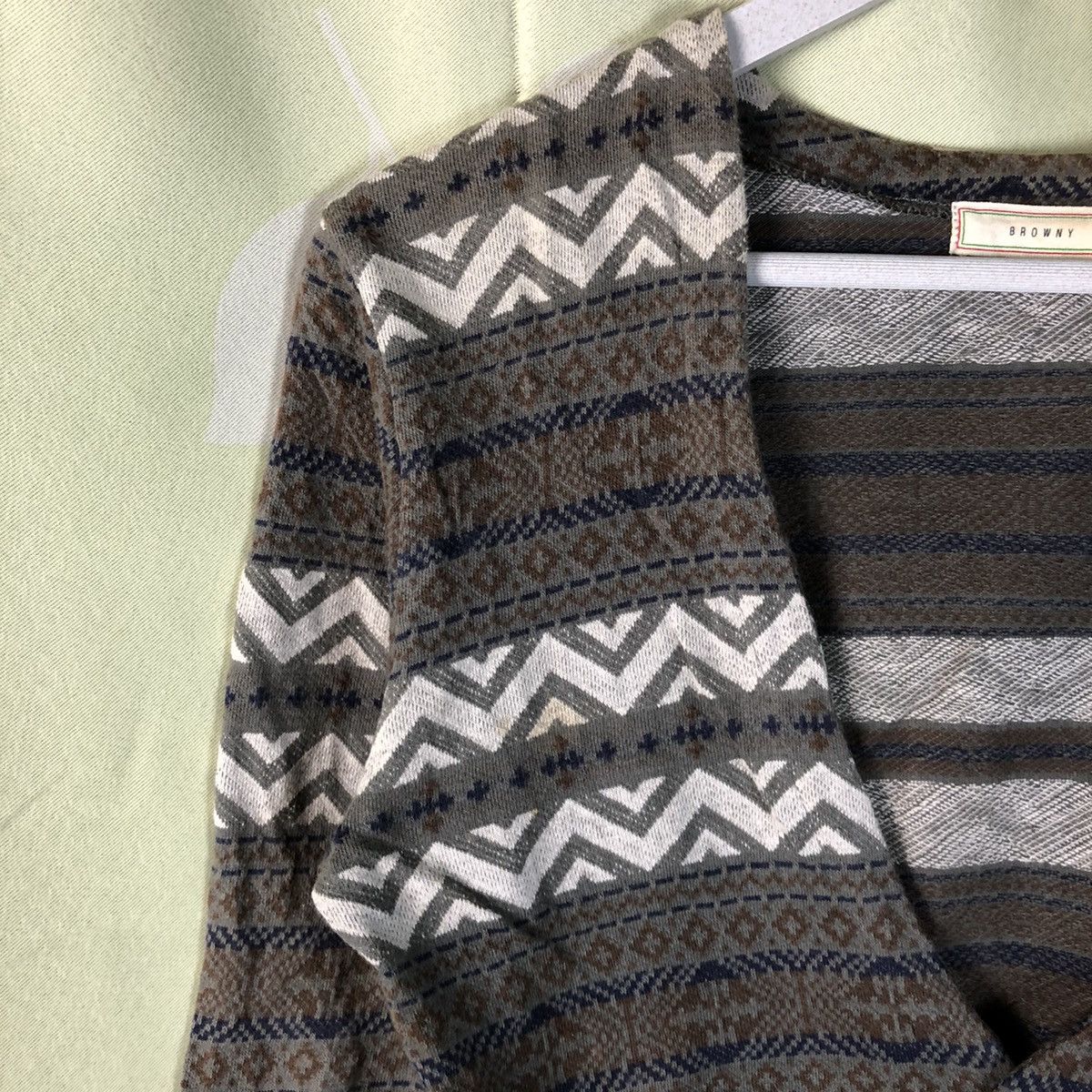 Homespun Knitwear × Japanese Brand Browny grey art vintage design Cardigan knitwear #7417 Size M / US 6-8 / IT 42-44 - 9 Thumbnail