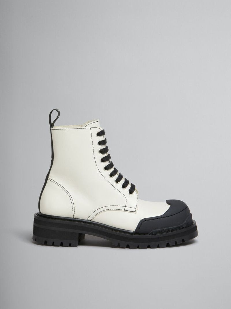 Marni o1w1db11125 Leather Dada Army Combat Boot in White Size US 9 / IT 39 - 2 Thumbnail