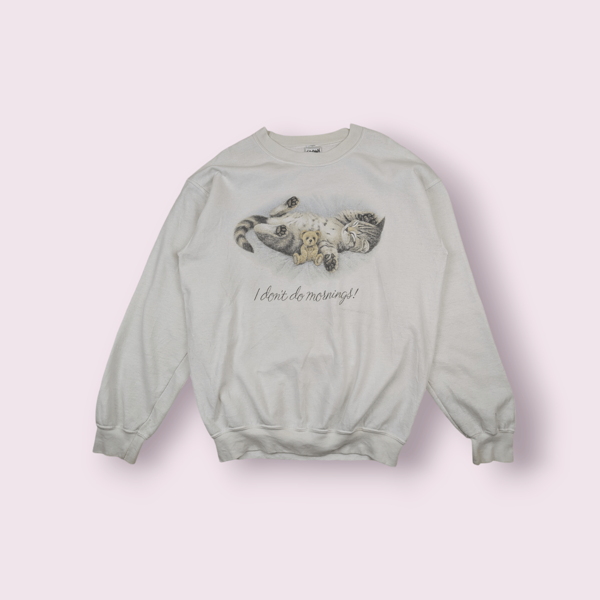 Gildan Vintage 2000's Cute Cat I Don't Do Morning Jumper Sweatshirt Size US M / EU 48-50 / 2 - 1 Thumbnail