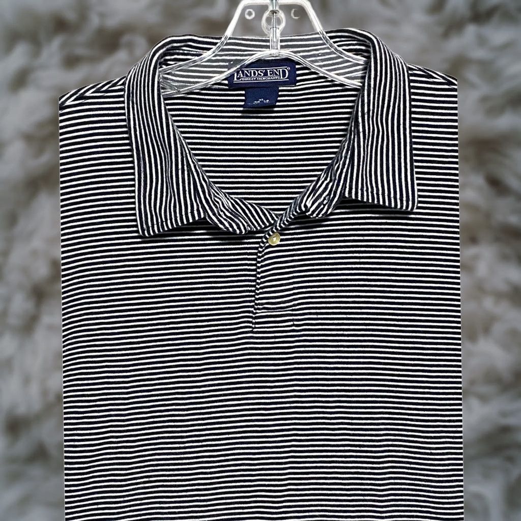 Lands' End Lands End Polo Shirt Mens XL Regular Fit Monochrome Golf Office Preppy Academia Size US XL / EU 56 / 4 - 1 Thumbnail