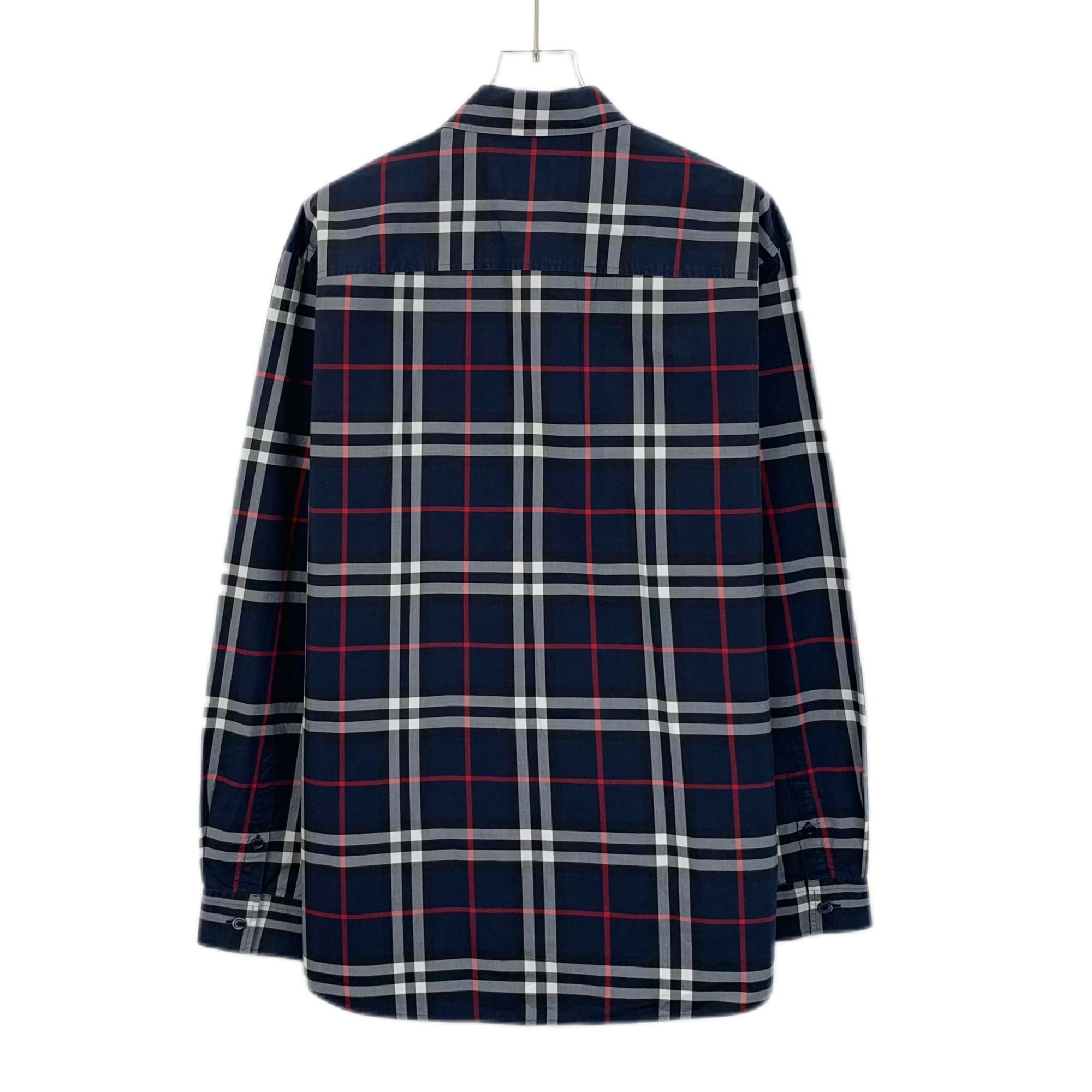 Burberry Burberry Mens Dark Blue Checkered Cotton Long Sleeve Shirt L Size US L / EU 52-54 / 3 - 6 Thumbnail