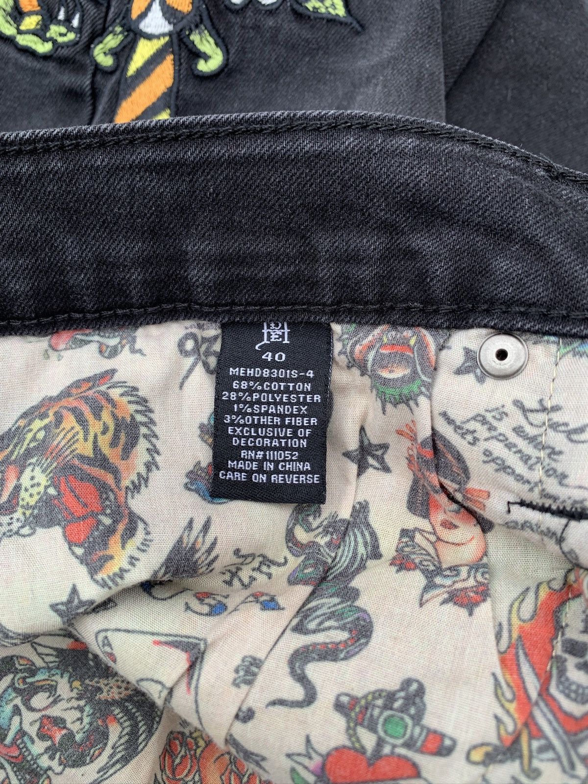 Ed Hardy Ed Hardy Dagger Skull Embroidered Patch Slim Taper Jeans Size US 40 / EU 56 - 10 Thumbnail