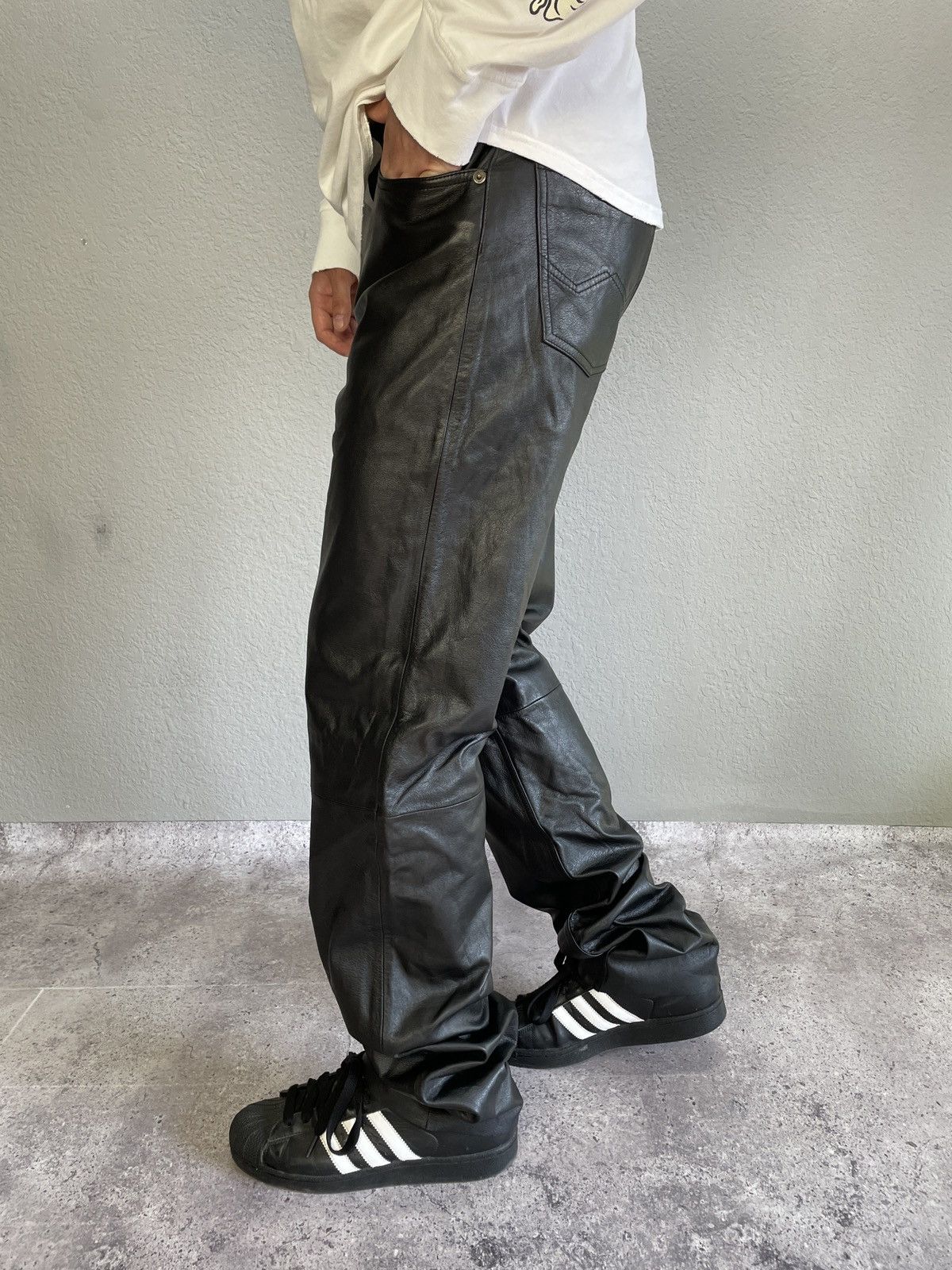 Vintage Vintage Like Harley Davidson Style Motto Leather Pants Size US 31 - 2 Thumbnail
