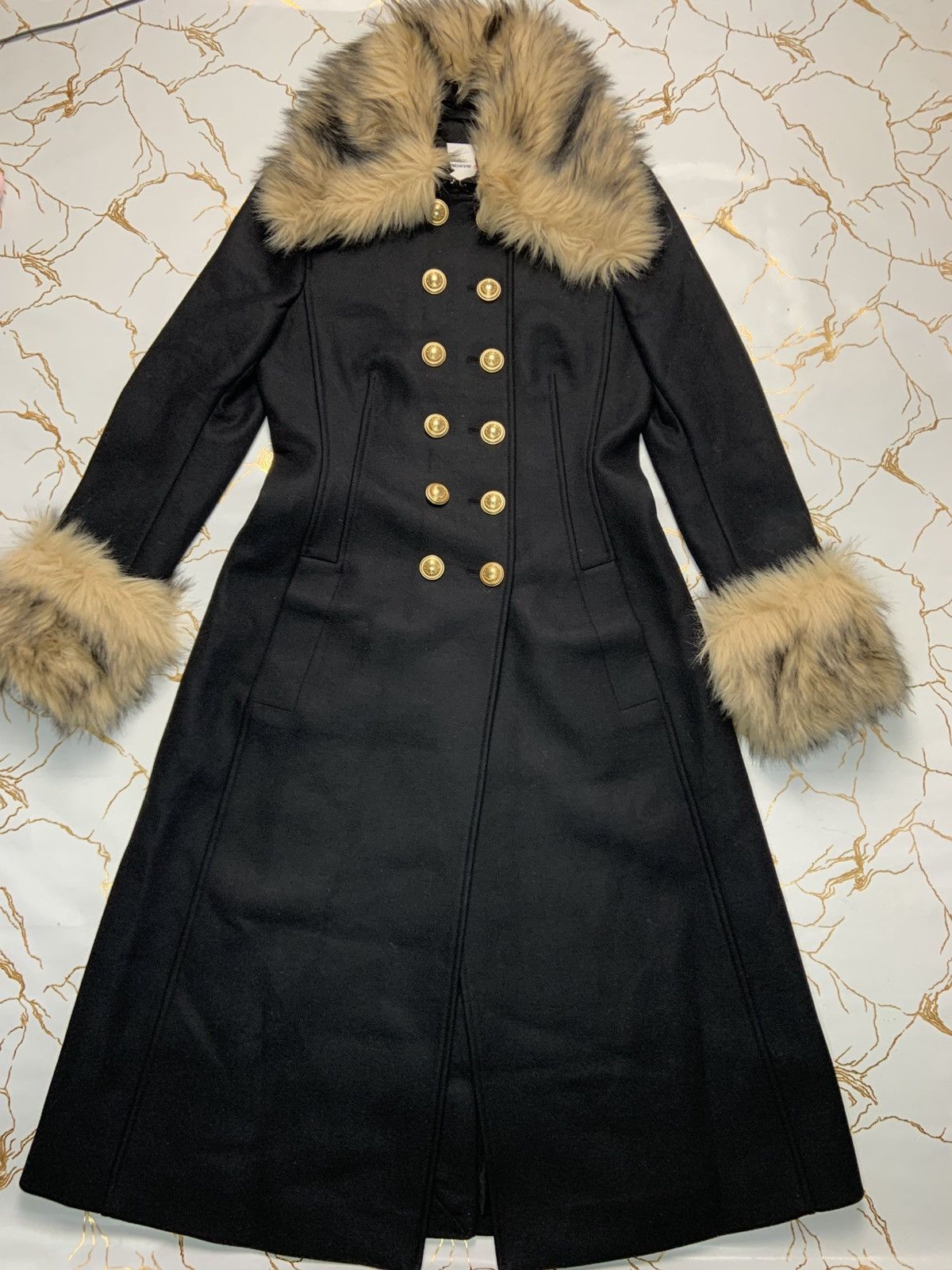 H&M × Paco Rabanne Rabanne H&M Fuzzy-detail Long Black Wool Coat Size Medium Size M / US 6-8 / IT 42-44 - 7 Thumbnail