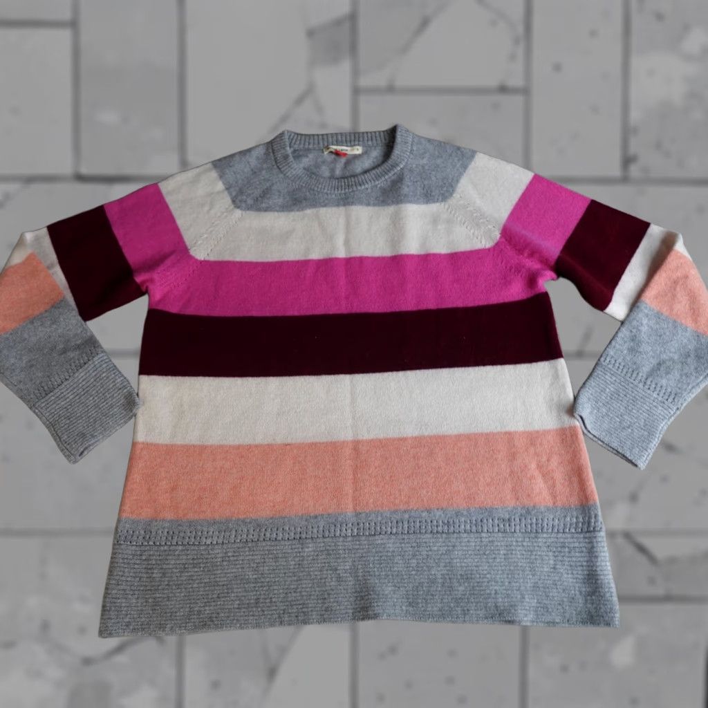 Marine Layer Marine Layer Womens Sweater S Gray 100% Cashmere Raglan Striped Crew Neck Pullover Knit Knitwear Casual Ship Next Business Day Size S / US 4 / IT 40 - 1 Thumbnail