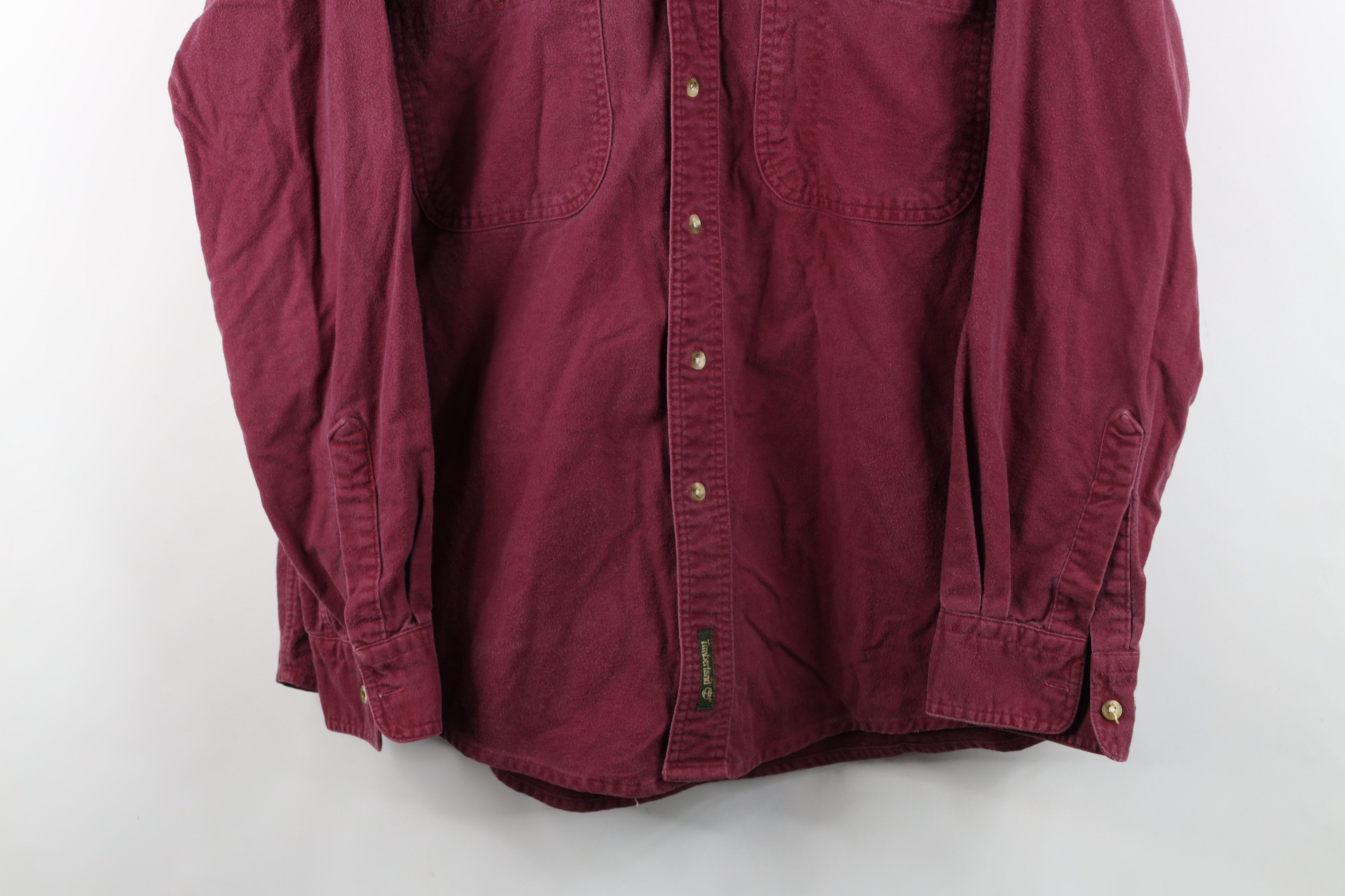 Timberland Vintage 90s Timberland Chamois Cloth Button Shirt Red Size US M / EU 48-50 / 2 - 3 Thumbnail
