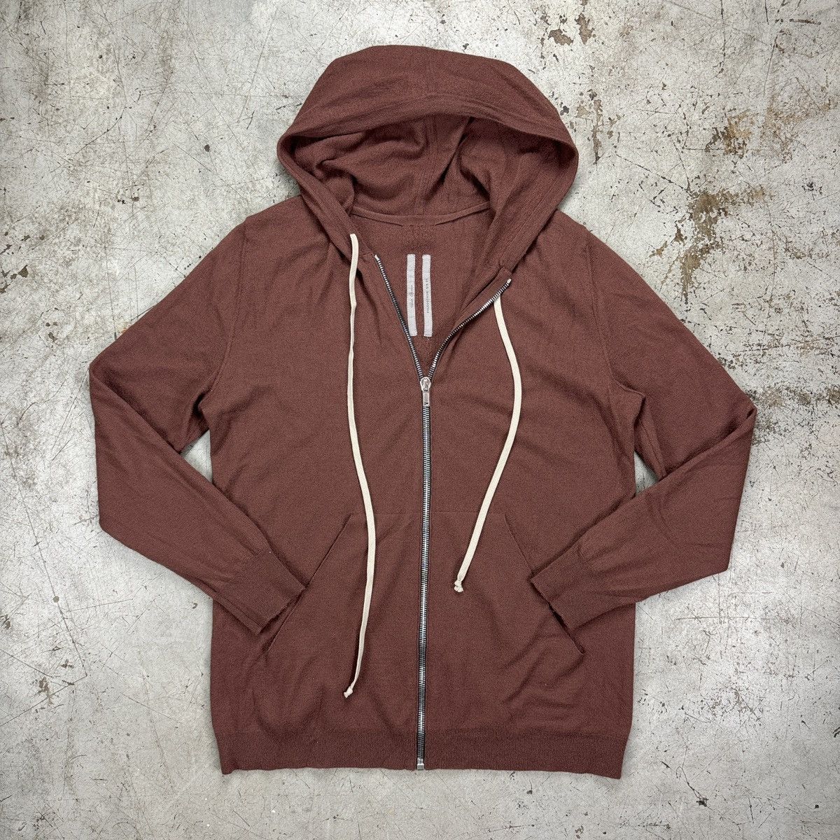 image of Rick Owens Brown Cashmere Zipper Hoodie Ss21 Phlegethon, Men's (Size Large)