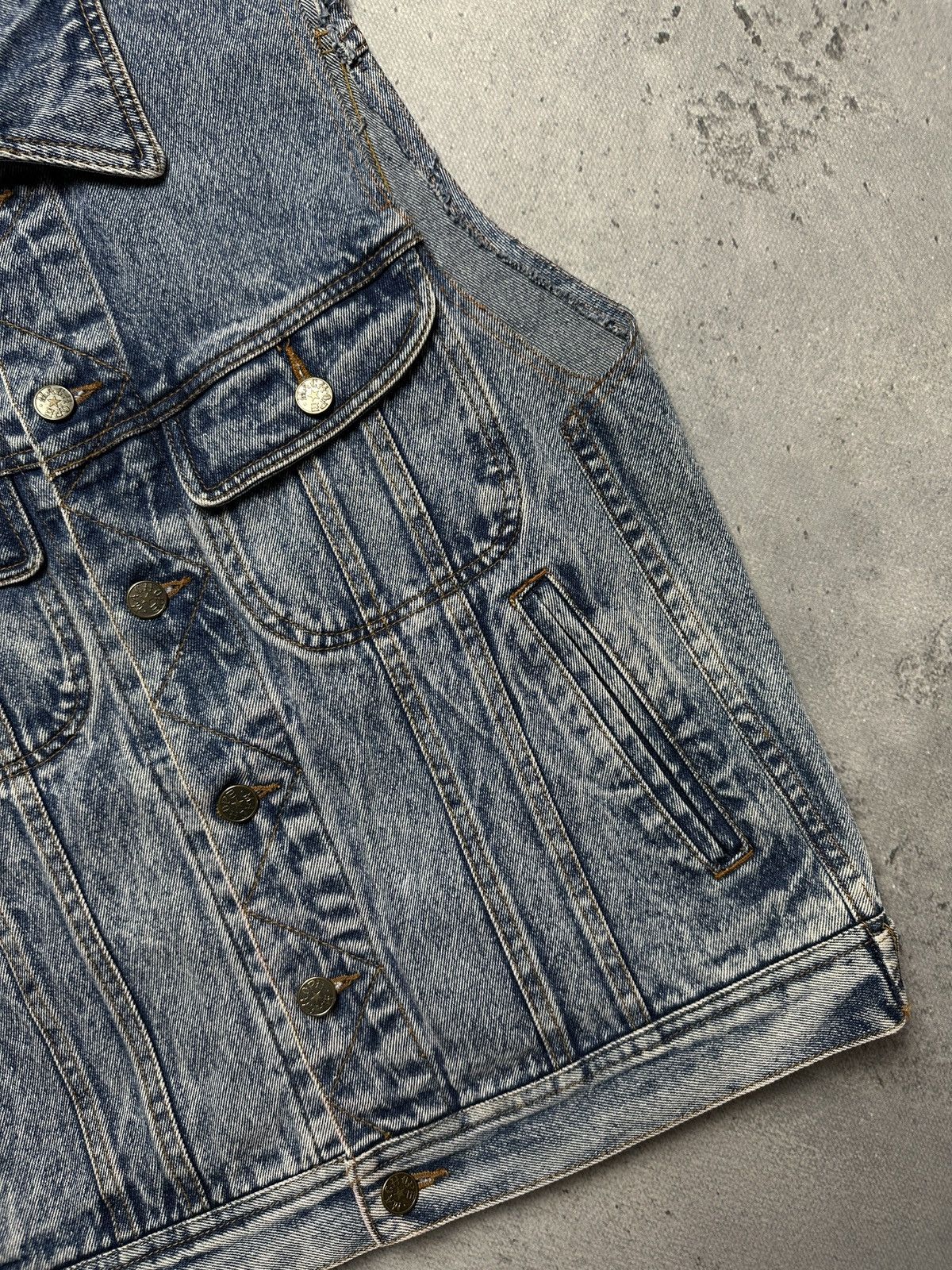 Japanese Brand Vintage Japanese Machope Denim Vest Jacket Gilet 90s Rare Size L / US 10 / IT 46 - 2 Thumbnail