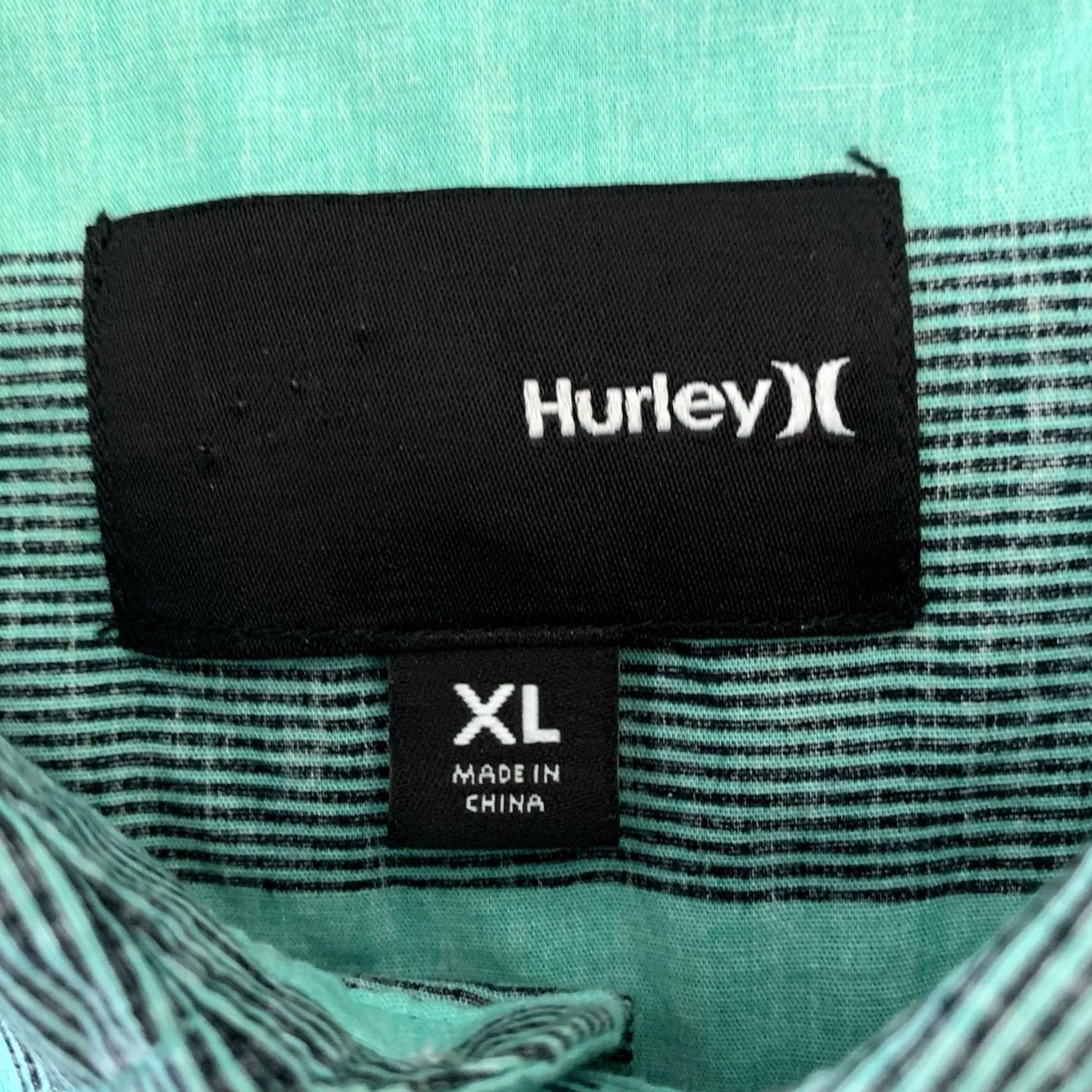 Hurley Hurley Shirt Mens XL Green Striped Woven Long Sleeve Button-Front Collared Shirt Size US XL / EU 56 / 4 - 2 Thumbnail