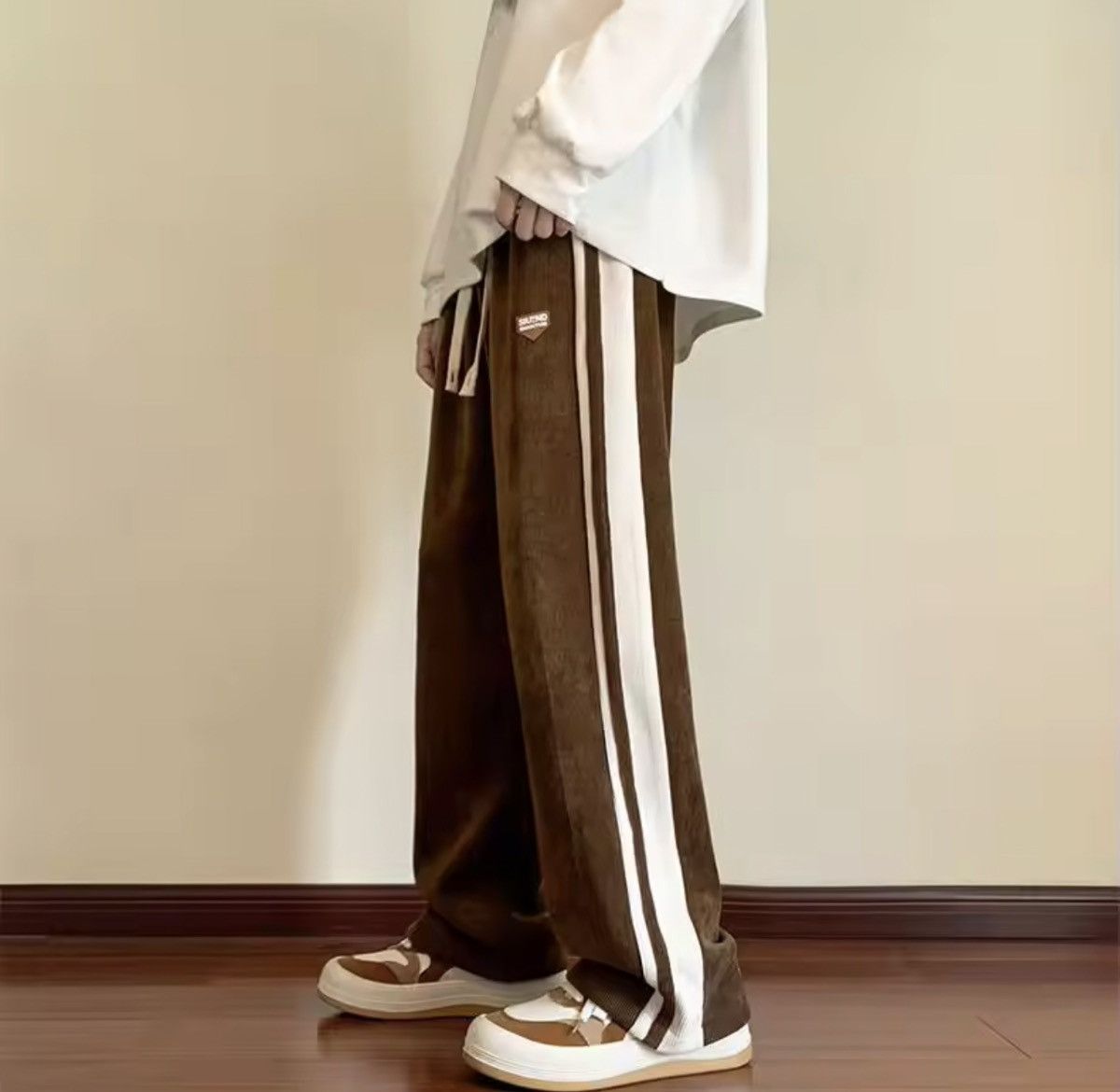 Japanese Brand Casual Pants Loose Color Blo Striped Wide Leg Sweatpant Size US 31 - 5 Thumbnail