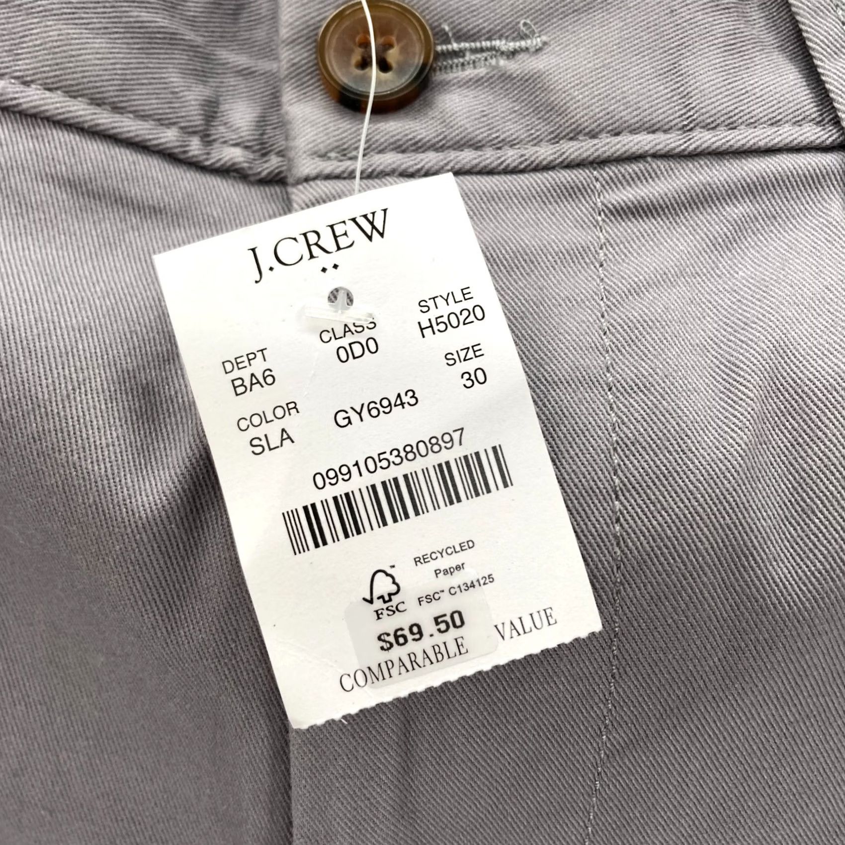 J.Crew J.Crew Shorts Women's 30 Gray Stretch Flat Front Chino 5" Inseam Preppy Size 30" / US 8 / IT 44 - 5 Thumbnail