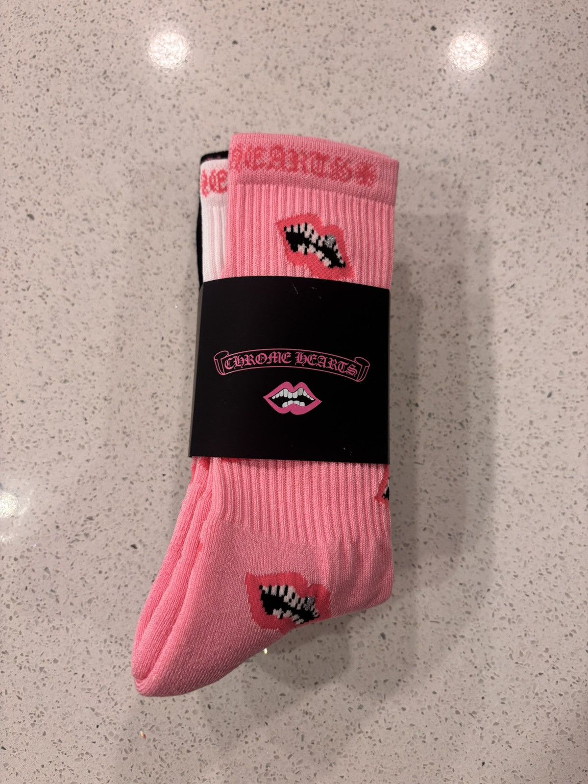 Chrome Hearts Chrome Socks 3-Pack Chomper Matty Boy (pink,black,white) Size ONE SIZE - 3 Thumbnail