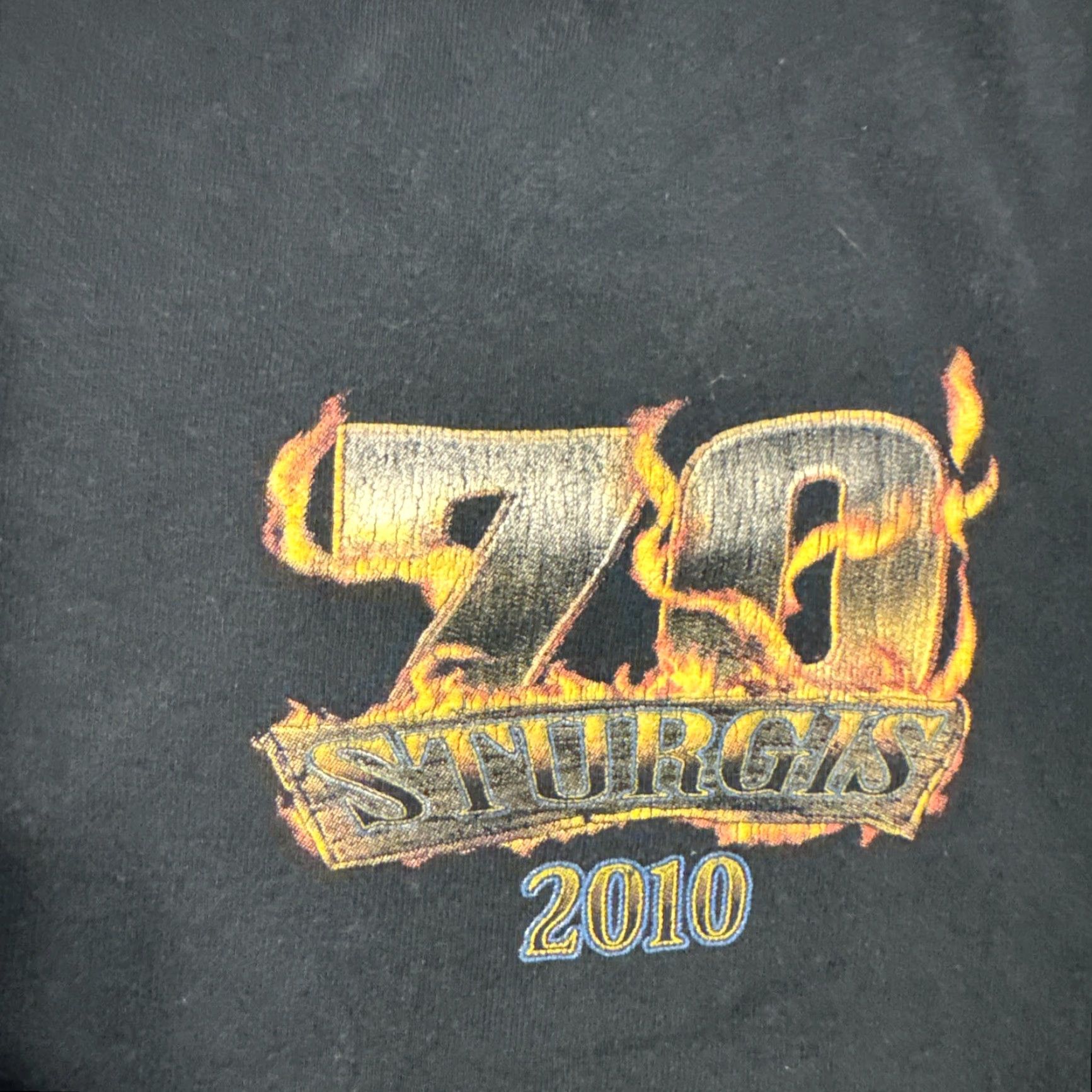 Vintage Sturgis Motorcycle Rally 2010 Biker Skeleton Flames Vintage T-Shirt Grunge Goth Men S Black Shirt Mens Size US S / EU 44-46 / 1 - 5 Thumbnail