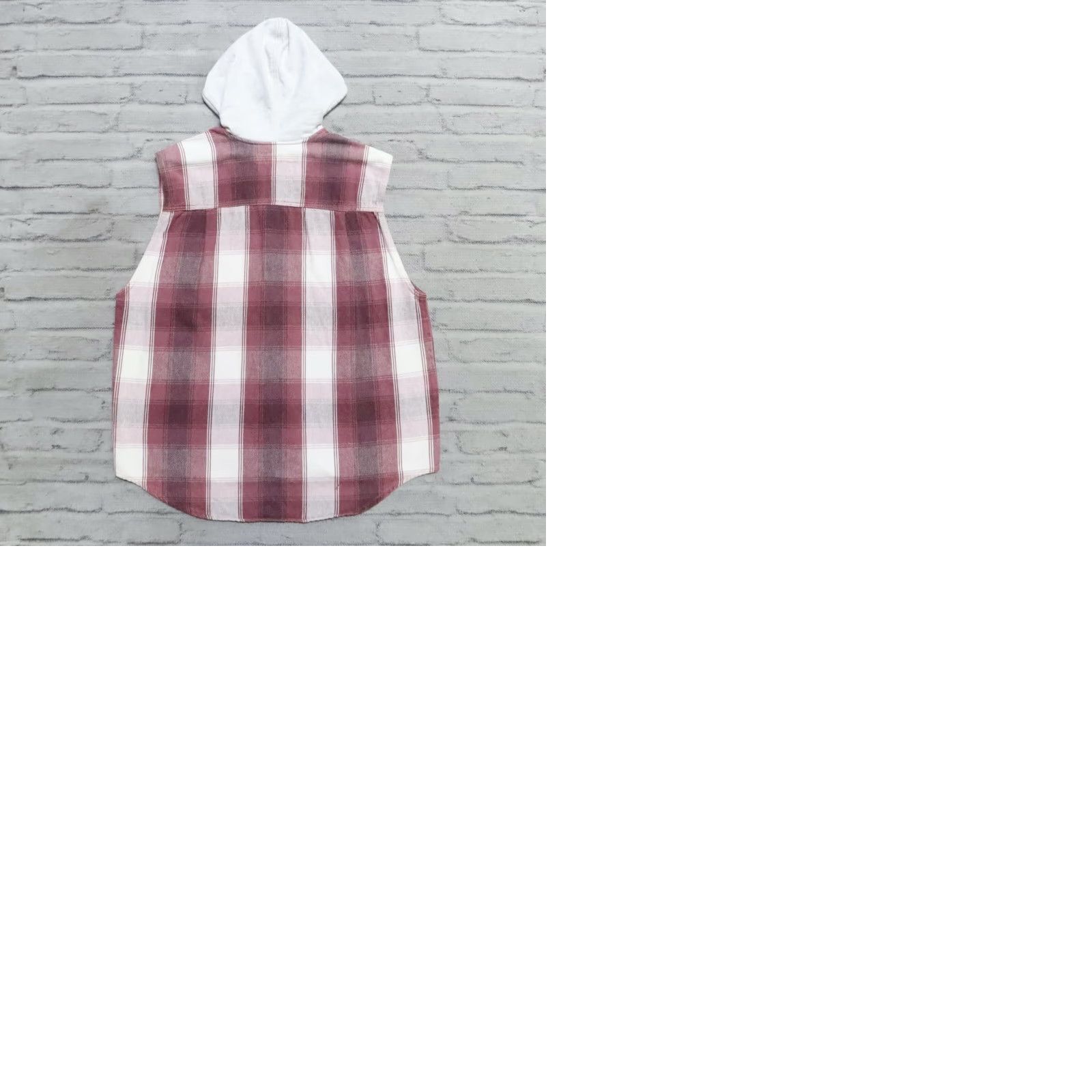 Quiksilver VINTAGE Quicksilver Plaid Hoodie Vest Shirt Mens L Burgundy 90s Made in USA Size US L / EU 52-54 / 3 - 9 Thumbnail