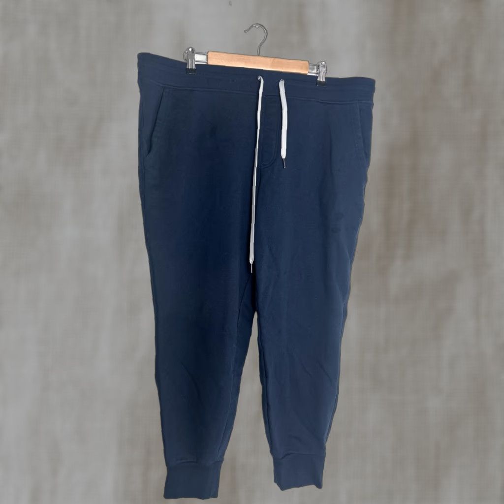 Vintage True Classic Fleece Joggers Mens XXL Navy Tapered Sweatpants Cotton Polyester Spandex Slim Fit 2XL Elastic Waist Pockets Lounge Activewear Size US 39 - 1 Thumbnail