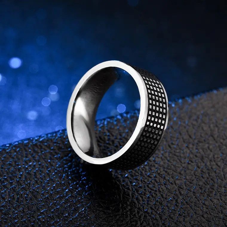 Jewelry × Vintage Silver Grid Tribal Design Ring Size 6-11 RGN - 594 Size ONE SIZE - 3 Thumbnail