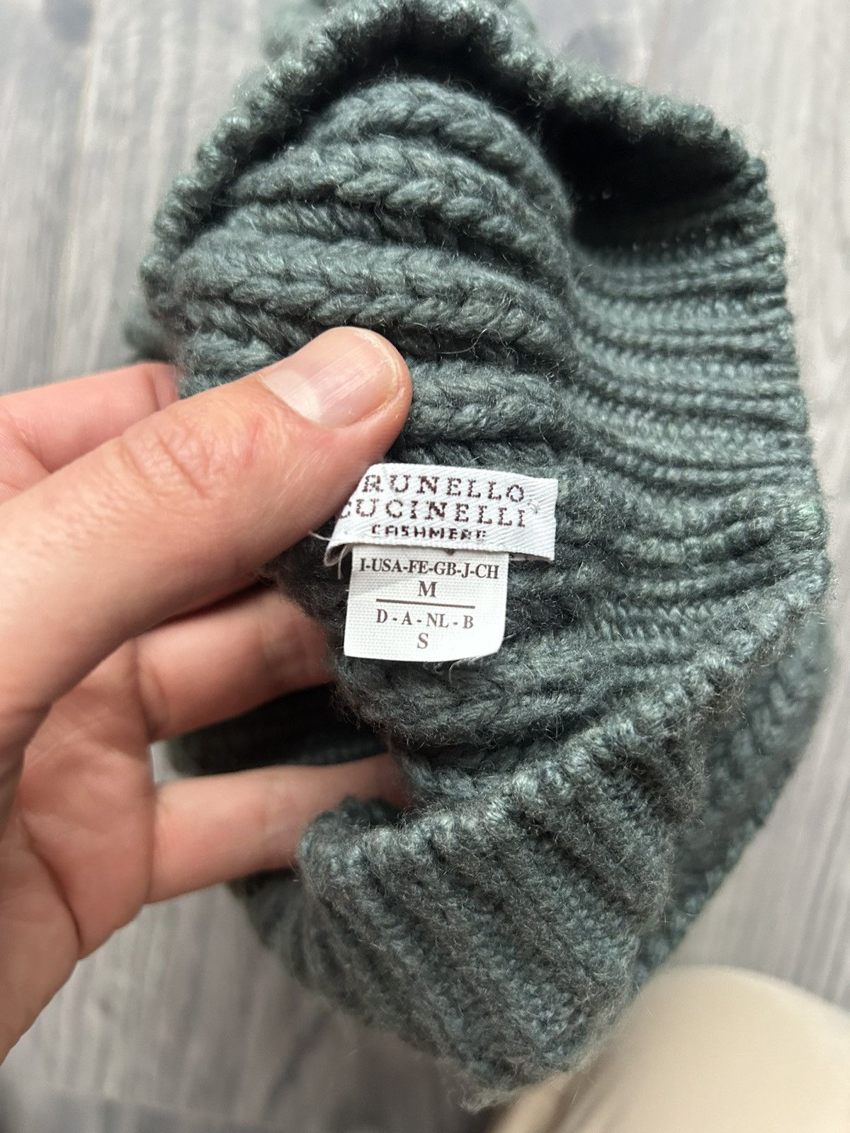Brunello Cucinelli 100% Cashmere Ribbed Knit Beanie in Green - Size M Size ONE SIZE - 3 Thumbnail