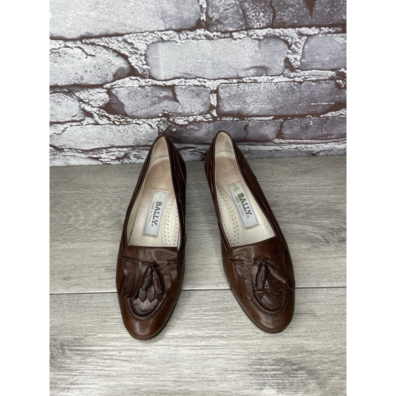 Bally Bally Brown Leather Kiltie Tassel Loafers Kitten Heel Shoes Size US 6.5 / IT 36.5 - 6 Thumbnail