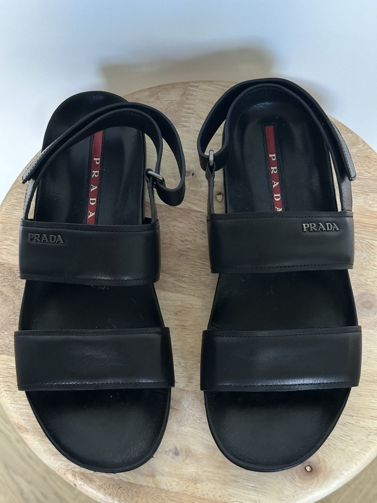 Prada Prada Leather sandals metal logo Size US 6 / IT 36 - 7 Thumbnail