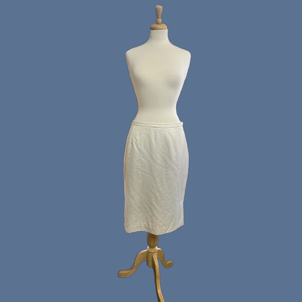Pendleton VINTAGE Pendleton Women Skirt White Size 12 Mid Knee Length Silk & Cotton Zipper Straight & Pencil" Size 34" / US 12 / IT 48 - 1 Thumbnail