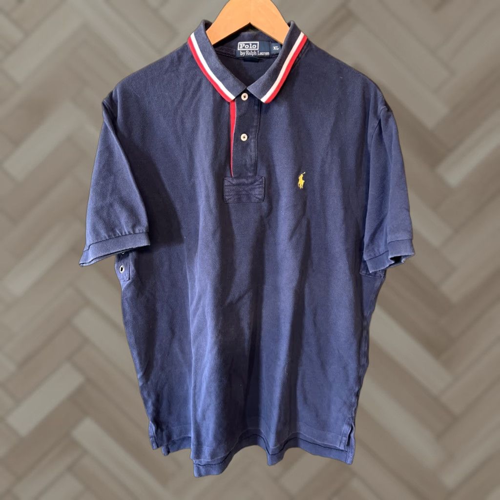 Ralph Lauren VINTAGE Ralph Lauren Polo Vent Holes Shirt Mens Blue XL Polo Shirt Mens Blue 90s Vintage Big Pony Classic Cotton Short Sleeve Size US XL / EU 56 / 4 - 1 Thumbnail