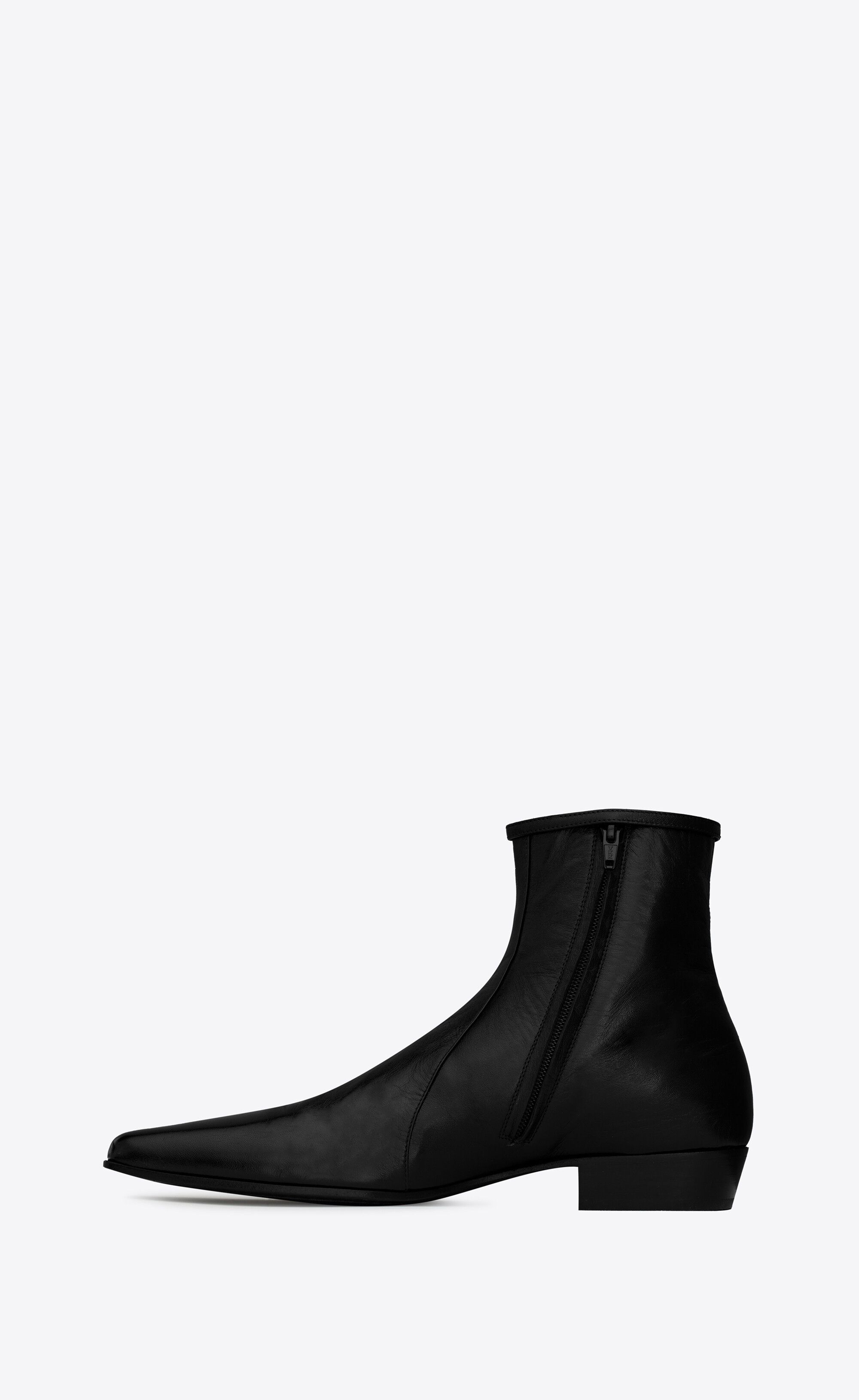 Saint Laurent Paris o1s1wg111224 Arsun Zipped Boots in Shiny Leather in Black Size US 12 / EU 45 - 3 Thumbnail