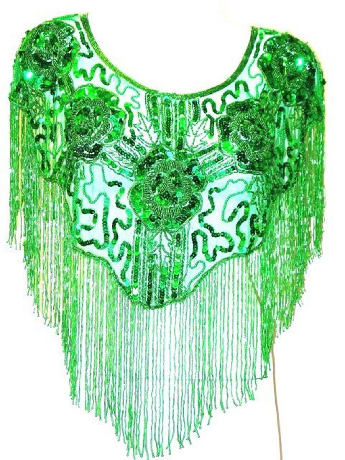 Designer Sequin Scarf Shawl with Fringes Emerald Green Size ONE SIZE - 1 Preview