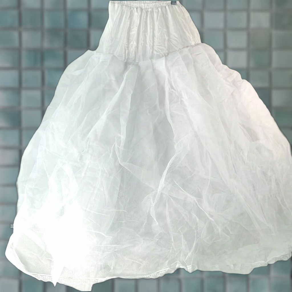 Vintage Womens Elastic Waist Pull On Layered Wedding Full Slip White Skirt S Size 24" / US 00 / IT 34 - 1 Thumbnail