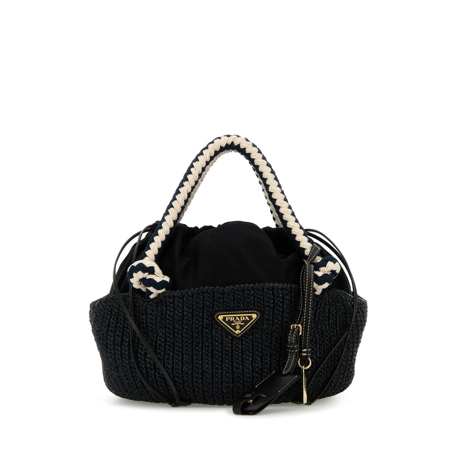 Prada PRADA Small Basket Black Raffia Top Handle Bag New And Authe Size ONE SIZE - 1 Thumbnail