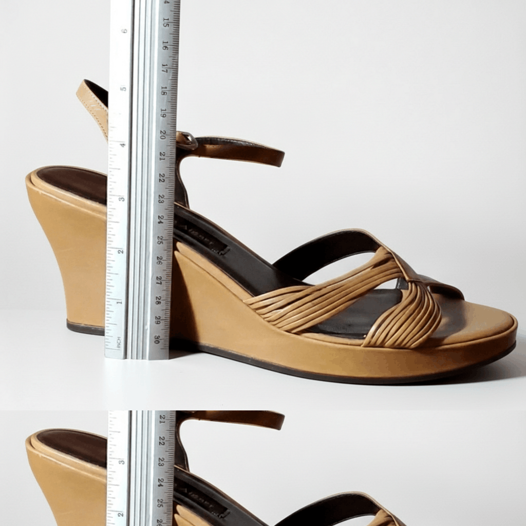 Etienne Aigner Etienne Aigner Size 9.5 Vintage Leather Wedge Tan Strappy Size US 9.5 / IT 39.5 - 4 Thumbnail