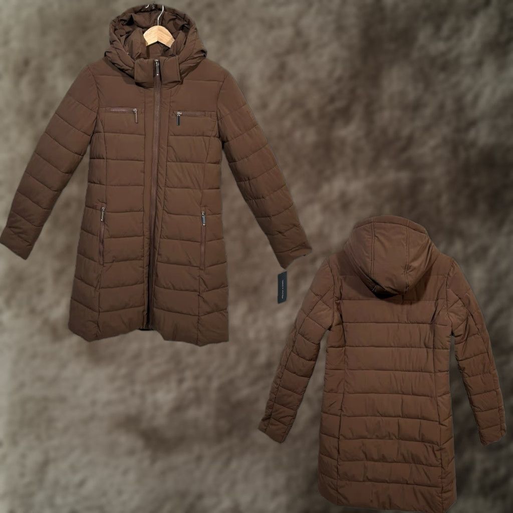 Tommy Hilfiger Tommy Hilfiger Womens Long Puffer Jacket Winter Coat Size S Brown Zip Pockets Size S / US 4 / IT 40 - 1 Thumbnail