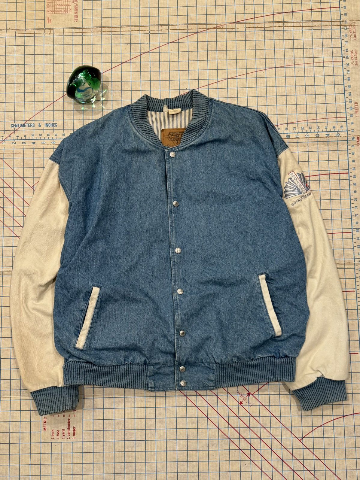 Vintage Vintage Two Tone Denim Bomber Jacket Good Year Branding XXL Size US XXL / EU 58 / 5 - 4 Thumbnail