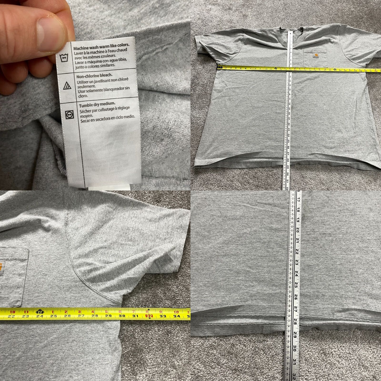 Carhartt VINTAGE Carhartt K87 Original Fit T-Shirt Men 3XL Gray Crew Neck Short Sleeve Pocket Tee Size US XXL / EU 58 / 5 - 8 Thumbnail