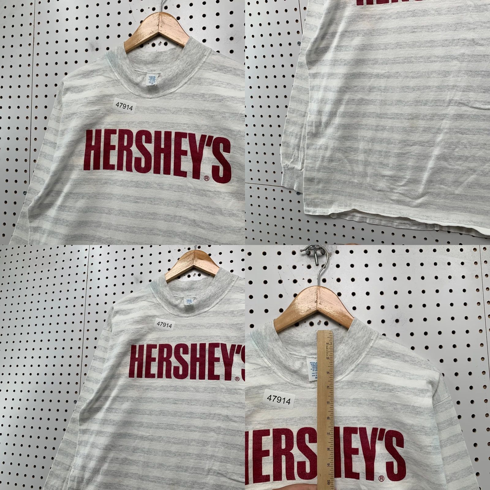 Vintage VINTAGE Hershey T Shirt Mens XL White Gray Striped Long Sleeve Made Usa Size US XL / EU 56 / 4 - 8 Thumbnail