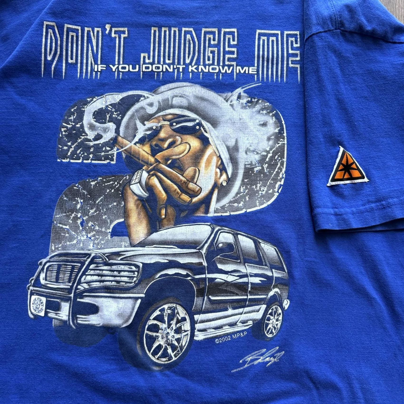 Vintage VINTAGE GIVEMEFACE T-Shirt Mens XL Blue Don't Judge Me Graphic Tee Streetwear 2000s Y2K Mens XL Graphic Print Crew Neck Short Sleeve Boys Girls Womens Size US XL / EU 56 / 4 - 4 Thumbnail