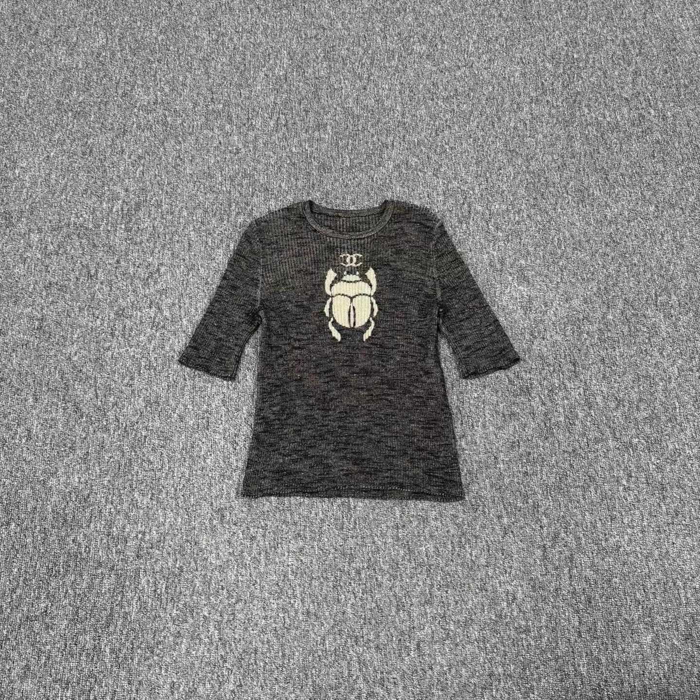 Chanel Chanel Beetle Jacquard CC Short-Sleeve Knit Top 38 97 New Size S / US 4 / IT 40 - 1 Thumbnail