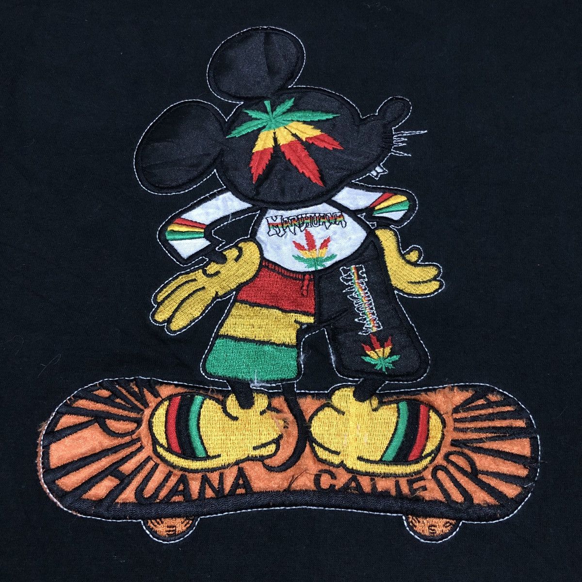 Vintage Vintage Marijuana Mickey Embroidered Hip Hop Oversized Tee Size US XL / EU 56 / 4 - 3 Thumbnail
