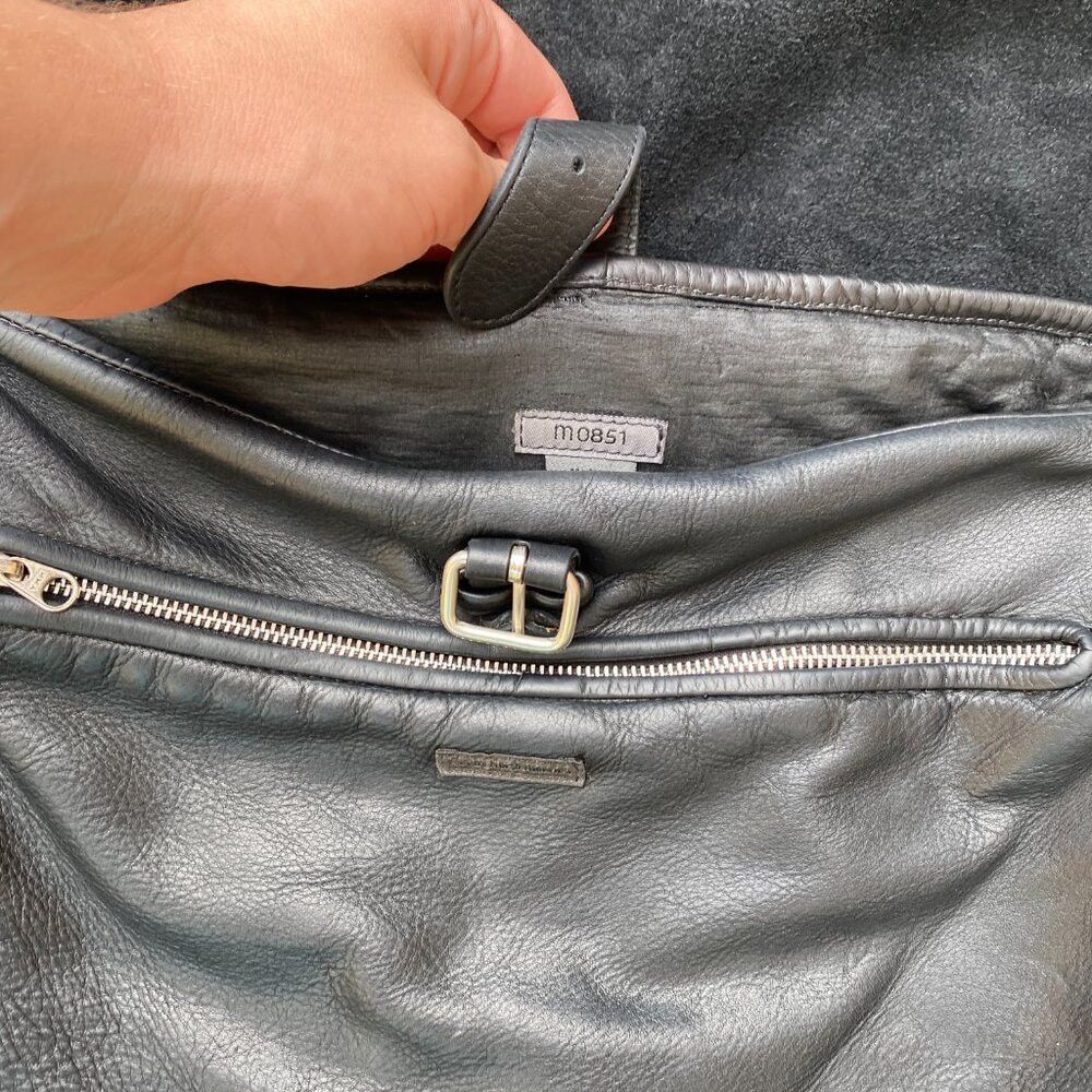 M0851 × Vintage Vintage 90s M0851 Genuine Leather Handbag Purse Black Size ONE SIZE - 7 Thumbnail