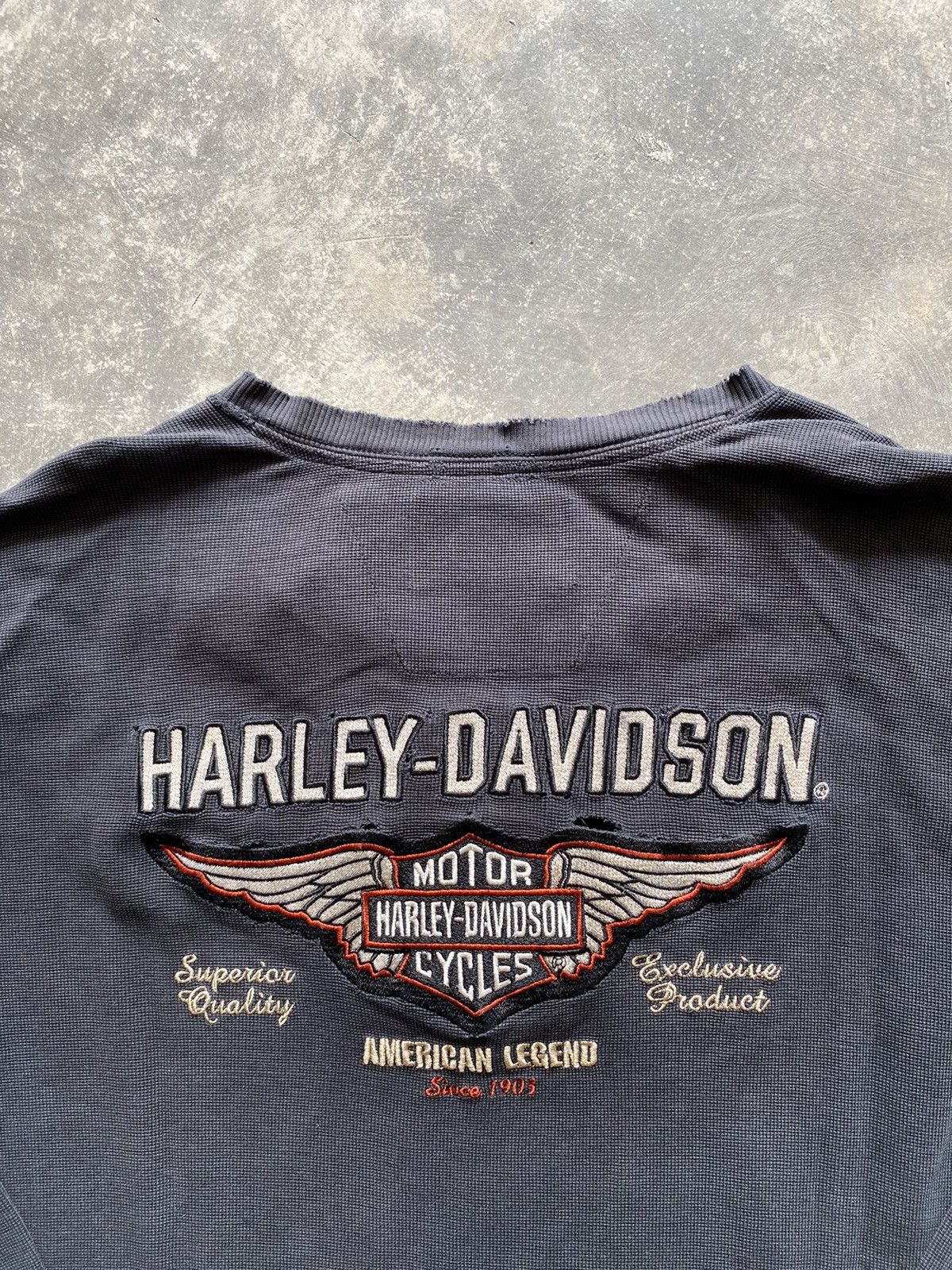 Harley Davidson × Vintage THRASHED & FADED Harley Davidson Longsleeve Size US XL / EU 56 / 4 - 4 Thumbnail