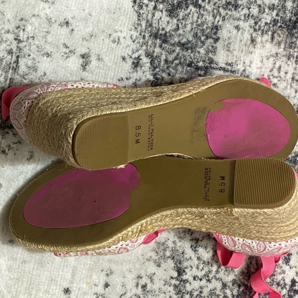 Lilly Pulitzer Women's Lilly Pulitzer Pink White Espadrille Wedges Size 8.8 Size US 8.5 / IT 38.5 - 2 Thumbnail