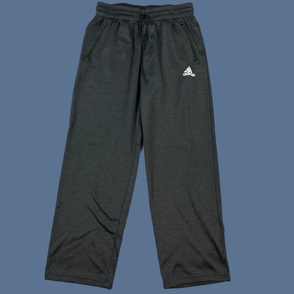 Adidas Adidas Pants Mens Large Dark Gray Climawarm Fleece Open Hem Warmup Sweatpants Size US 33 - 1 Thumbnail