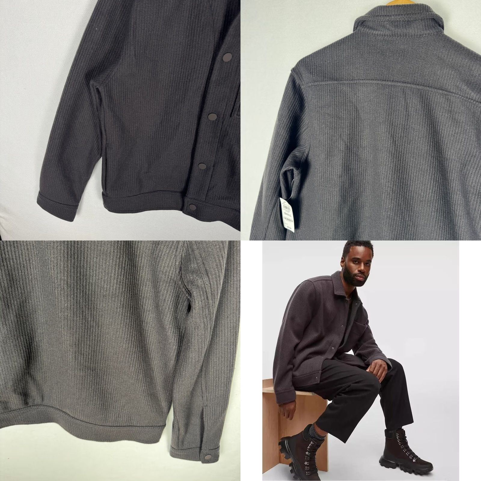 Vintage Mode of One Mens Knit Trucker Jacket Jet Grey Snap Front Shacket Small NEW Size US S / EU 44-46 / 1 - 9 Thumbnail