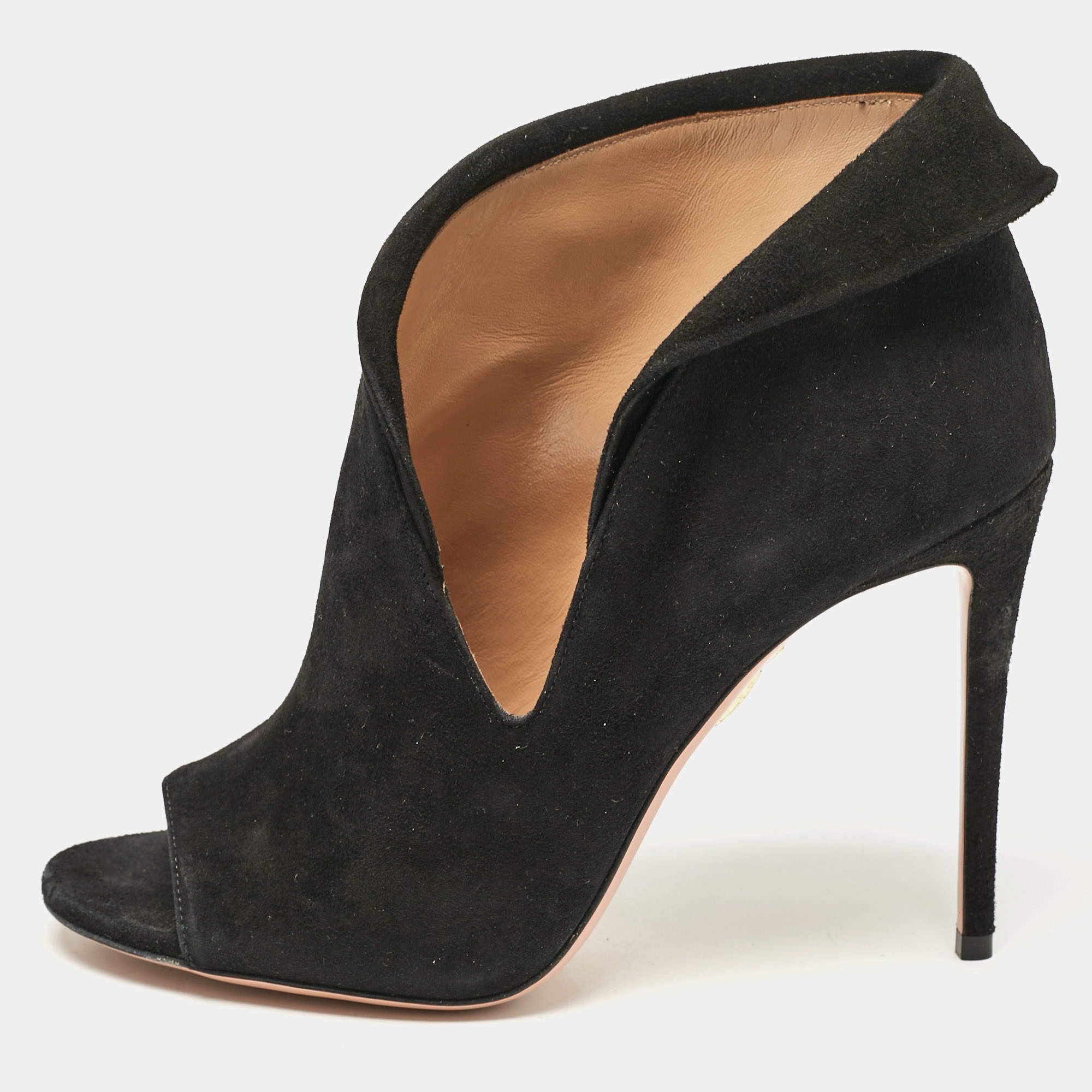 Aquazzura o1y0625 Suede Ankle Boots in Black Size US 6 / IT 36 - 1 Thumbnail