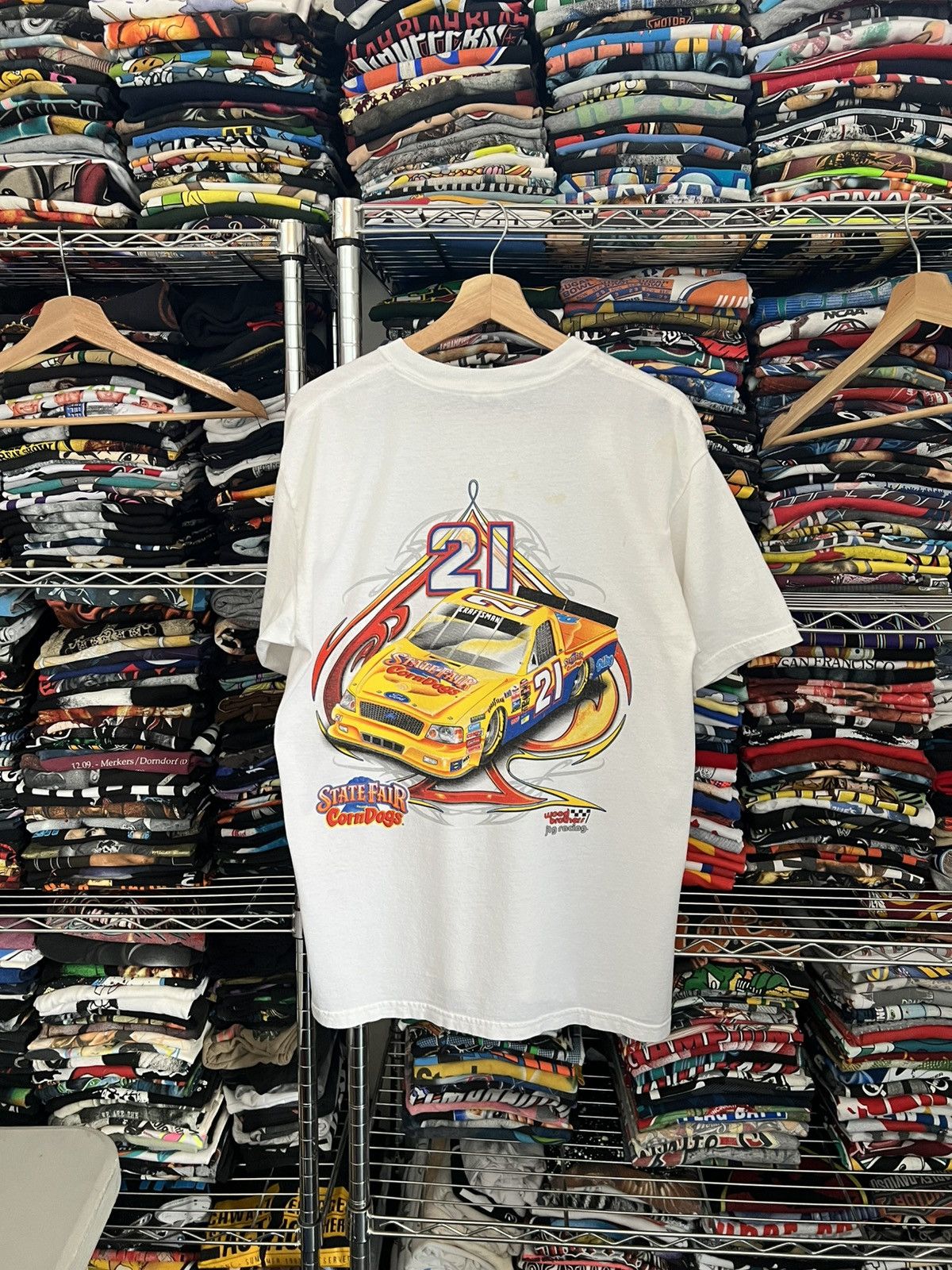 NASCAR 2000s Elliot Sadler #21 State Fair Corn Dogs Racing Tee Size US L / EU 52-54 / 3 - 1 Thumbnail