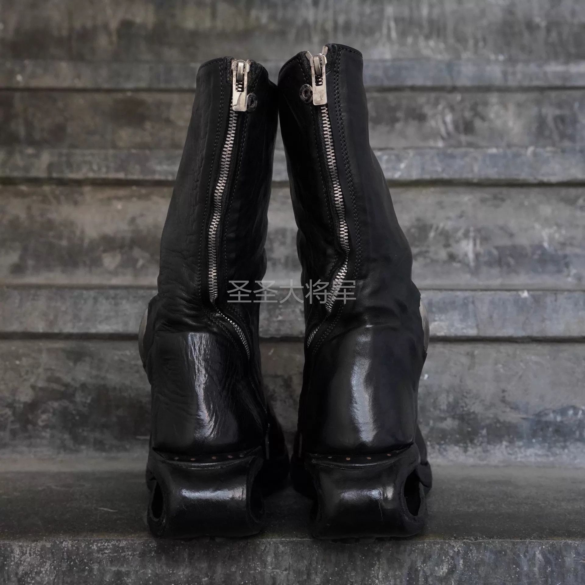 Carol Christian Poell CCP AM2693P Black Horse Leather Ti U Sole Boot 7 (Last) Size US 7 / EU 40 - 6 Thumbnail