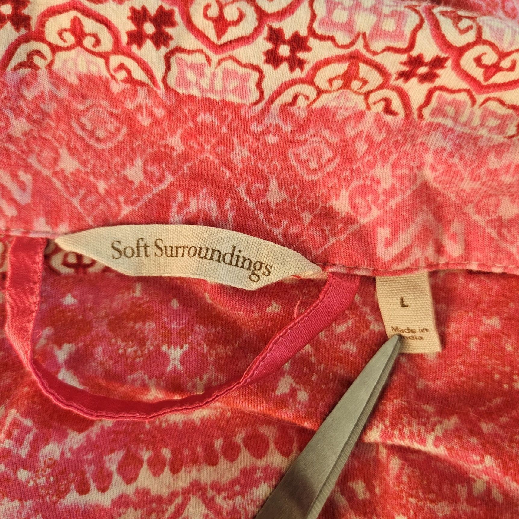Soft Surroundings Soft Surroundings Womens Pajama Top Long Sleeve Button Up Sz Large Pink Color Red Size L Size L / US 10 / IT 46 - 4 Thumbnail